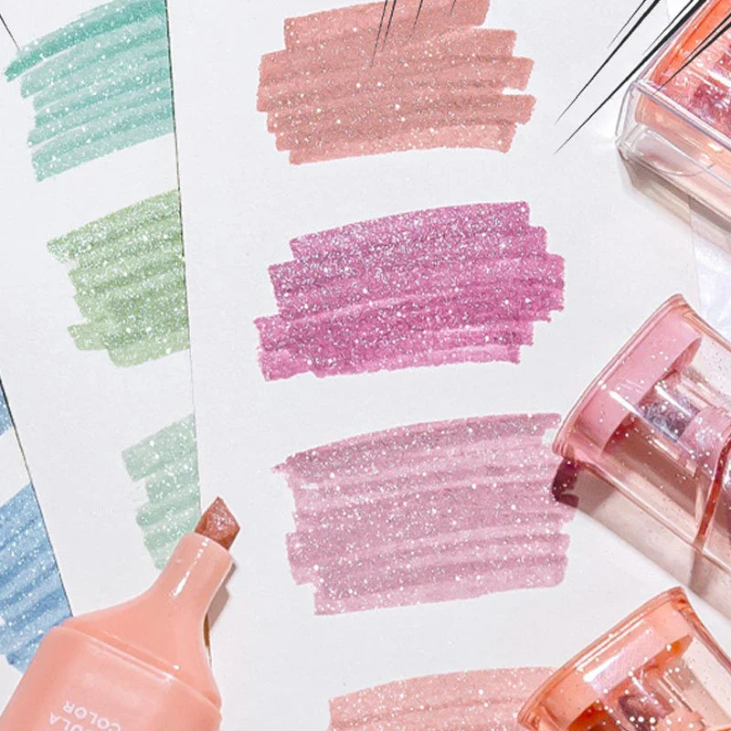 Glitter Highlighters Pen, Flexible Line Width and Smudge-Proof