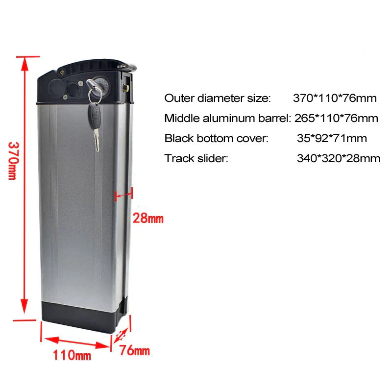 Aluminum Alloy Battery Box for Electric Bike 36V/48V