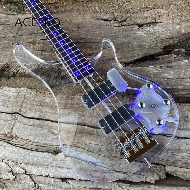 4 String Blue LED Lights Electric Bass Guitar,
