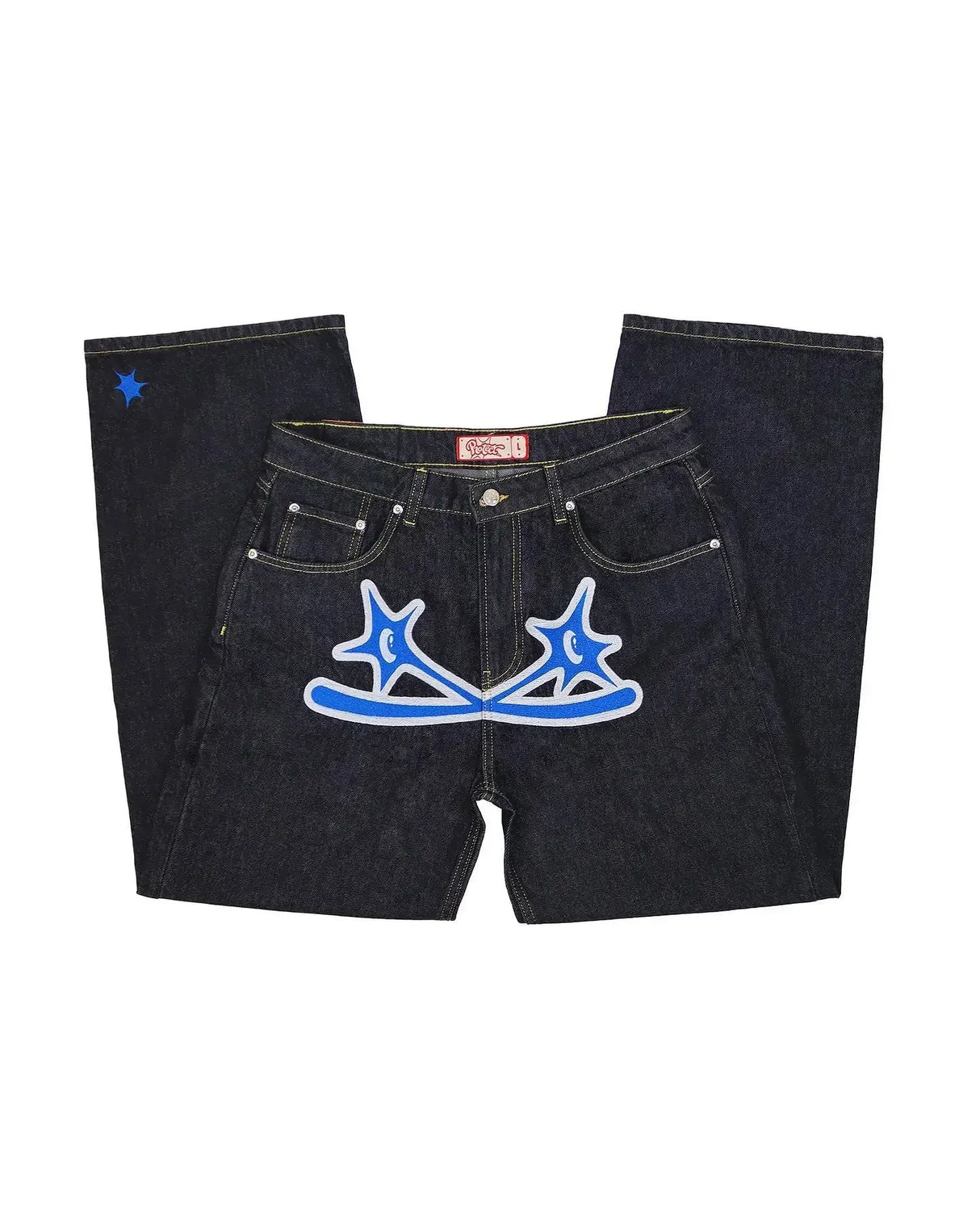 Vintage Gear Patch Punk Jeans High Street Spiderweb