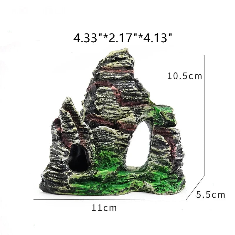 Large Resin Aquarium Fish Tank Mountain View Oranment