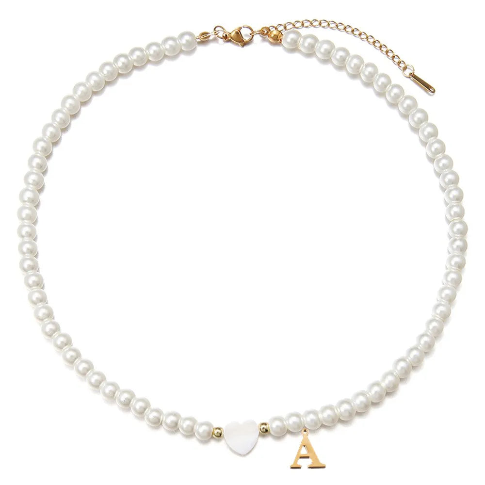 New Trendy Stainless Steel 26 Letter Shell Heart