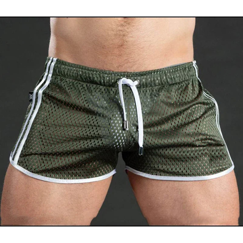 Men Casual Shorts Mesh Sexy Breathable Boxer Shorts
