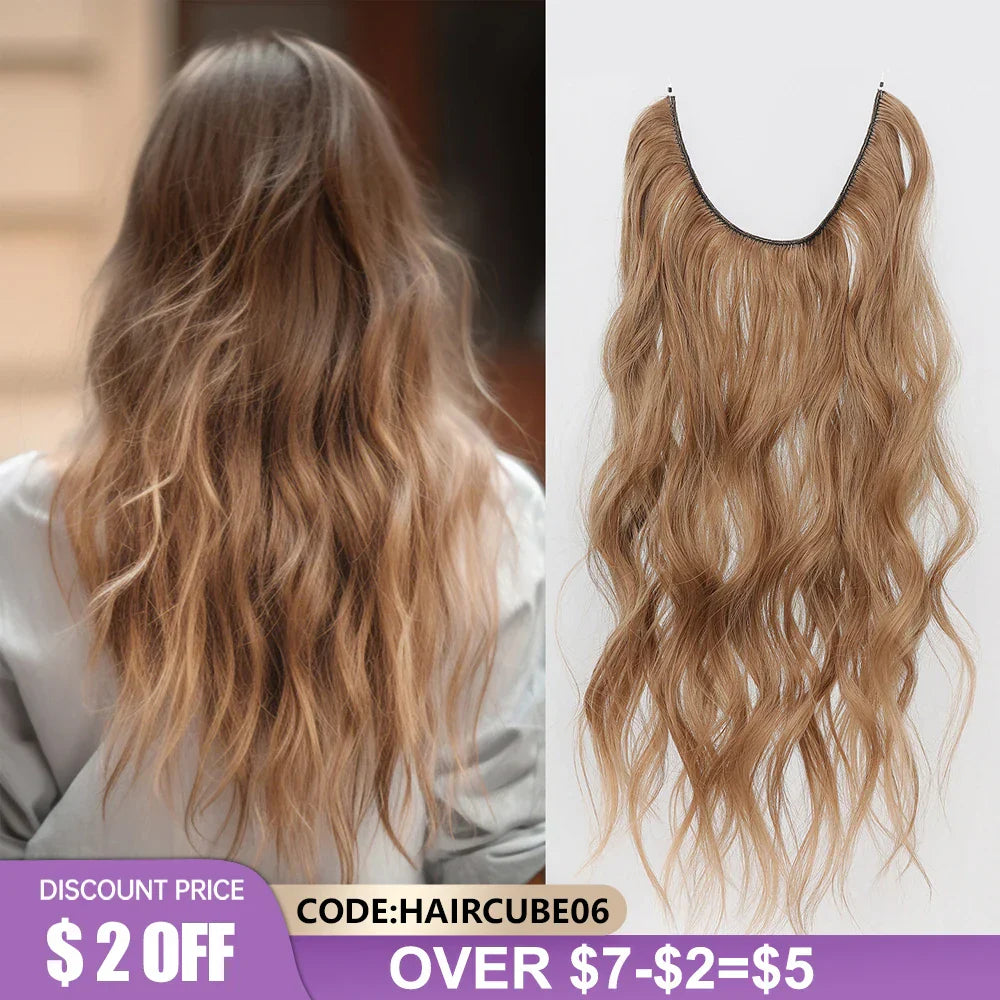 HAIRCUBE Synthetic No Clip Hair Extension Natural Hair