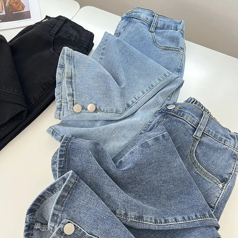 Plus Size Boyfriend Black Drainpipe Jeans For Women