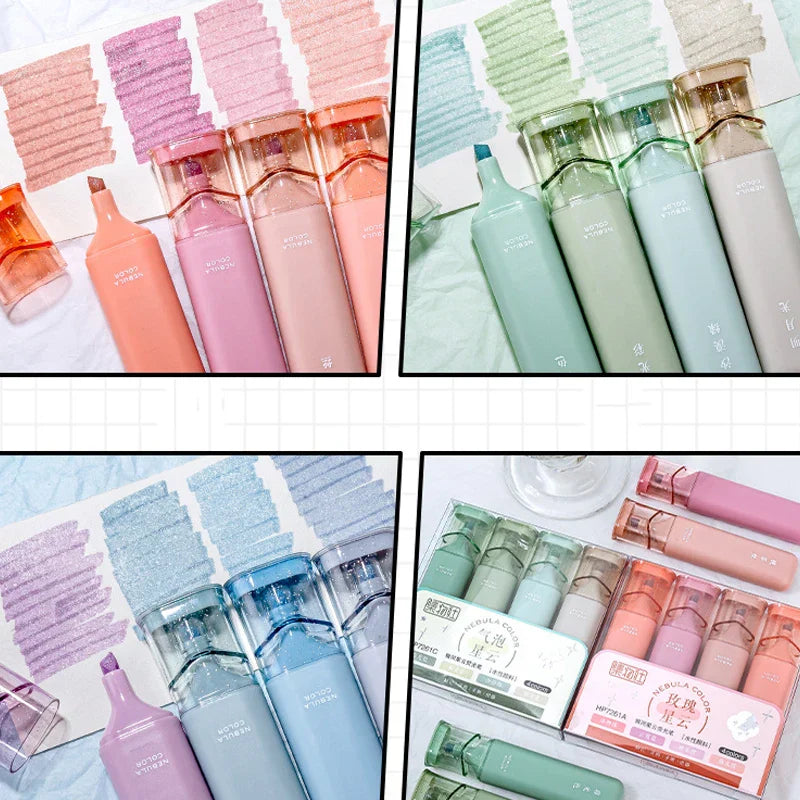 Glitter Highlighters Pen, Flexible Line Width and Smudge-Proof