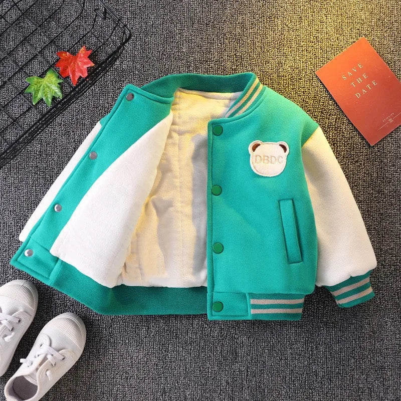 Autumn Winter Baby Boys Thickened Plush Jacket Coats