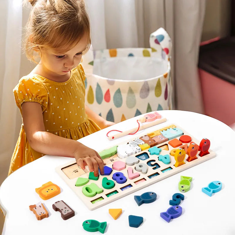 Toddler Montessori Toys Shape & Number Matching,Fishing Game,Animal
