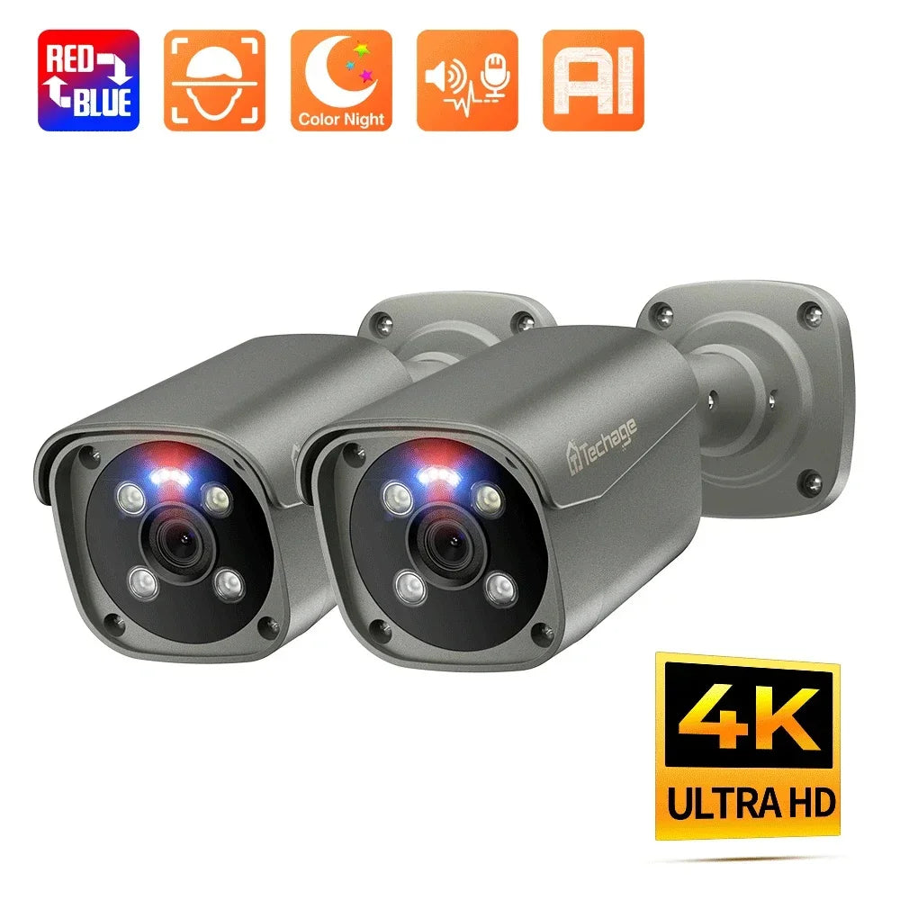 Techage 4K 8MP PoE Outdoor Two-way Audio Bullet