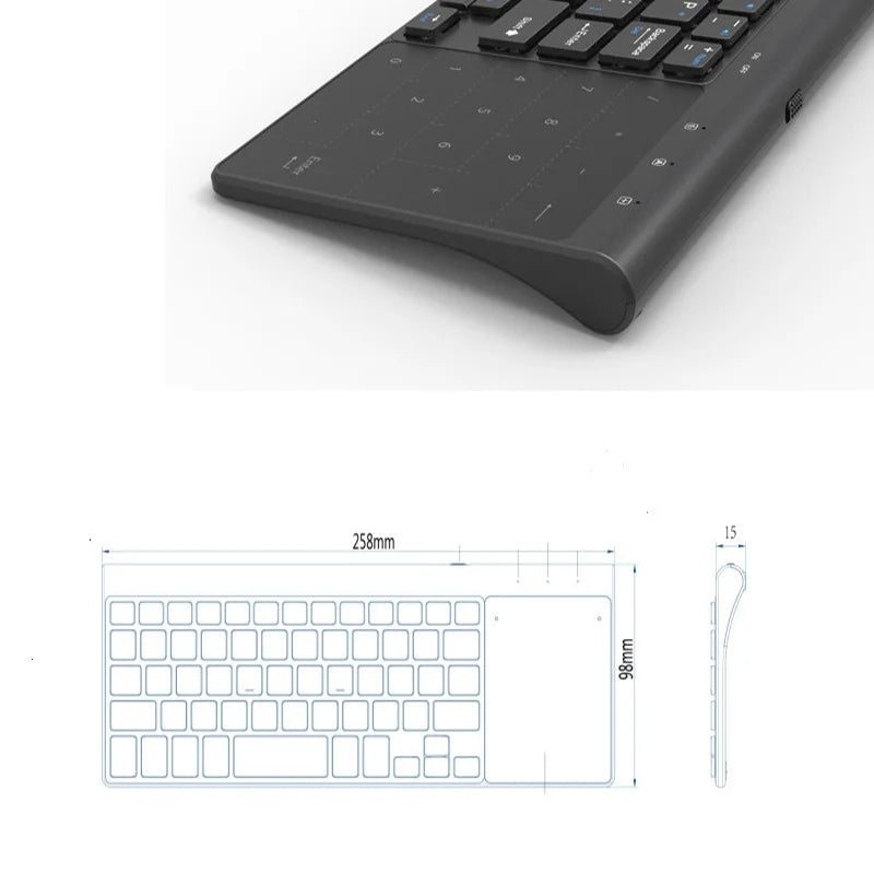 Slim 2.4G Wireless Keyboard with Touchpad Mouse Number