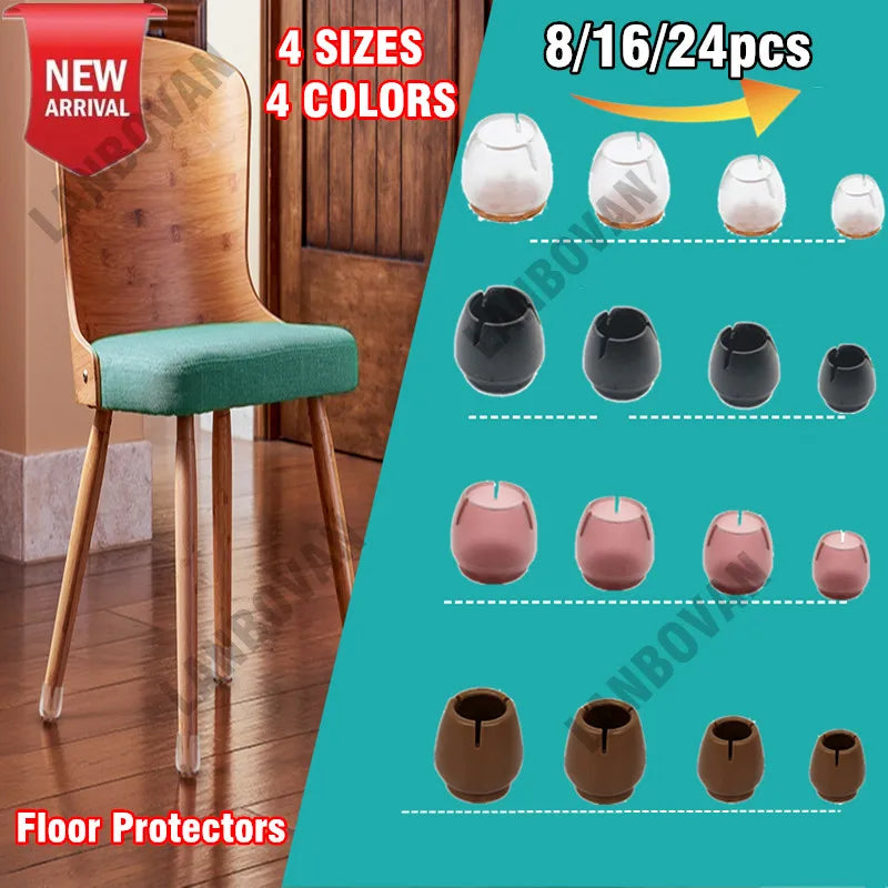 24pcs/16pcs Silicone Table Chair Leg Mat Non-slip Floor