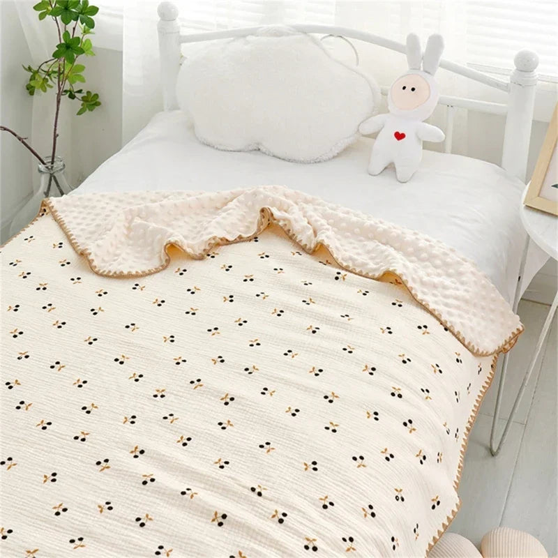 3D Minky Dot Baby Blanket Newborn Cotton Gauze