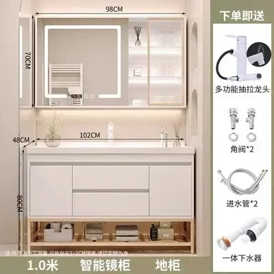 Washbasin Mirror Drawer Wall White Bathroom Cabinets Vanity