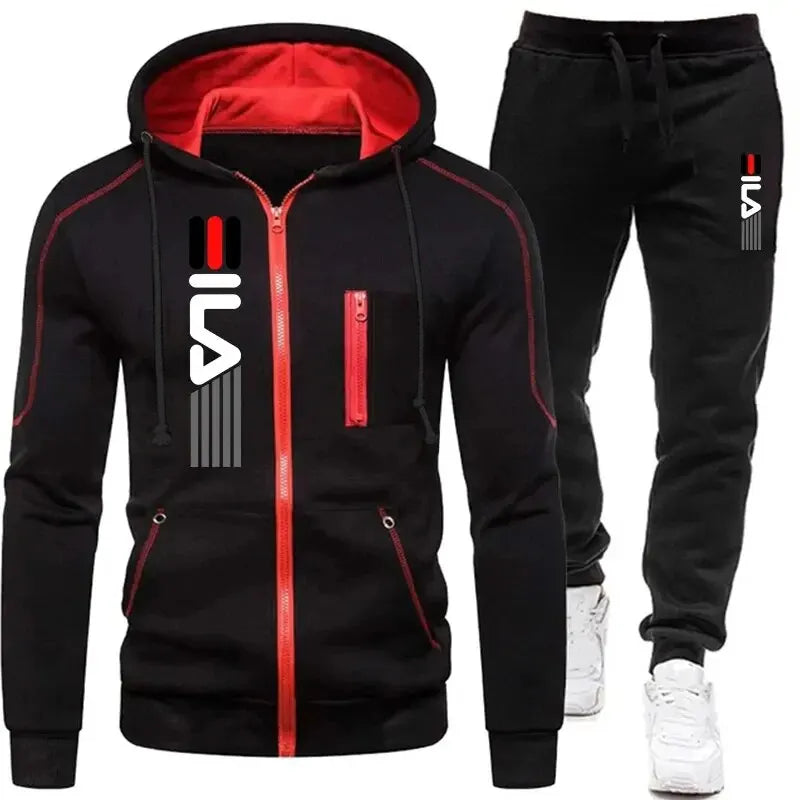 Men's Vertical Zipper Print Suit Sports Zipper Cardigan