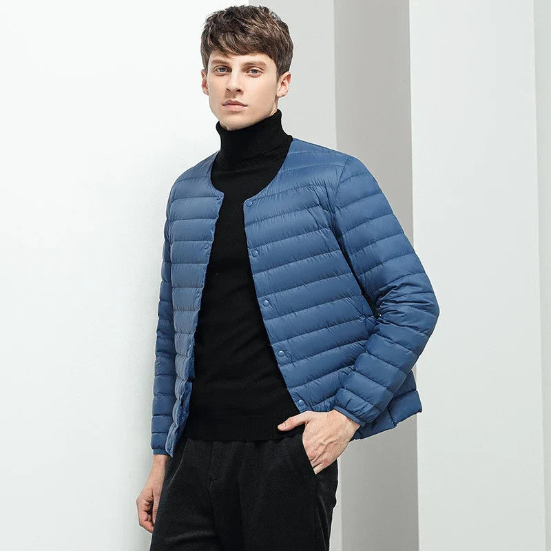 Men's Liner Duck Down Jacket O-neck Variable V-neck