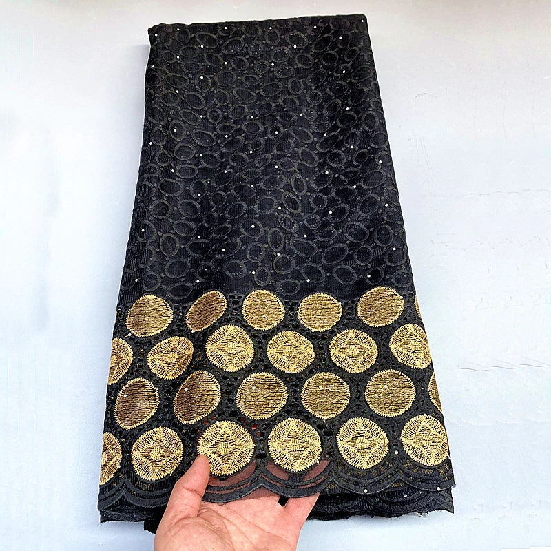 5 Yard French Nigerian Organza With Gold Thread