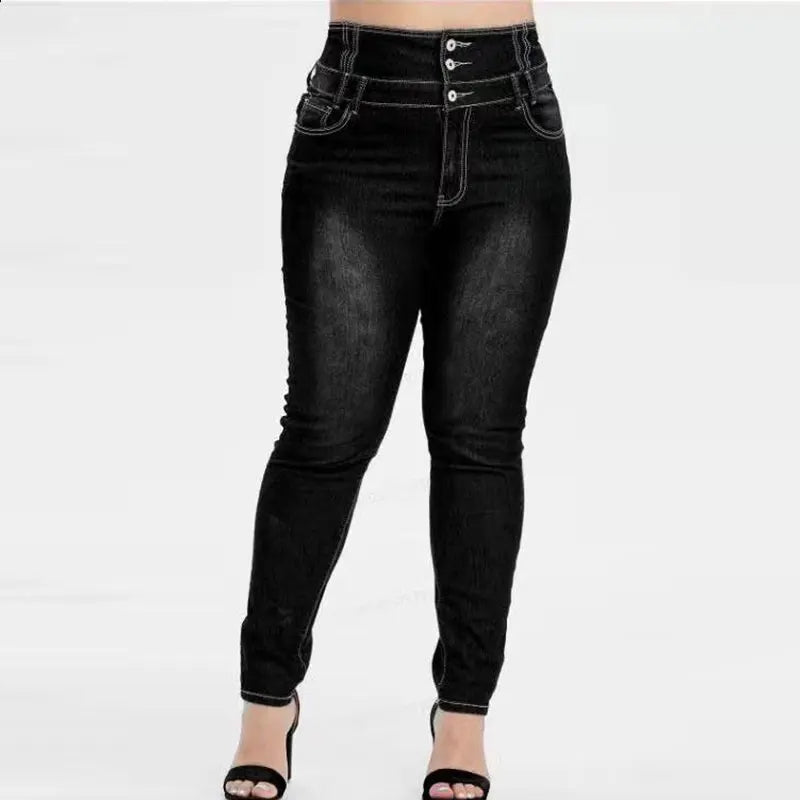 Plus Size Button Up Skinny Black Gray Long