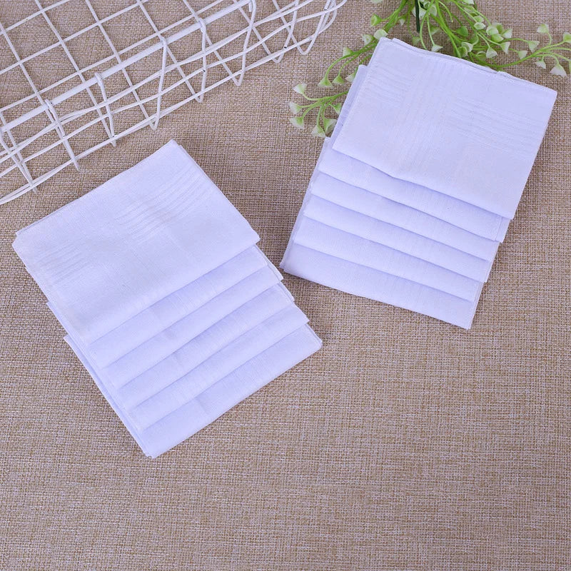 1pcs Mens White Handkerchiefs 100% Cotton Square Super