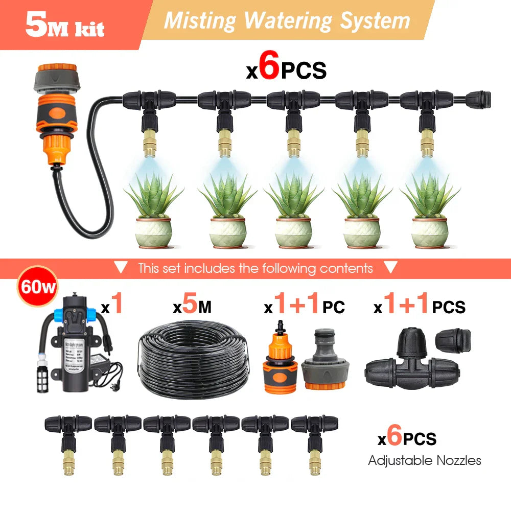 30-5M Garden Adjustable Brass Nozzle Misting Watering System