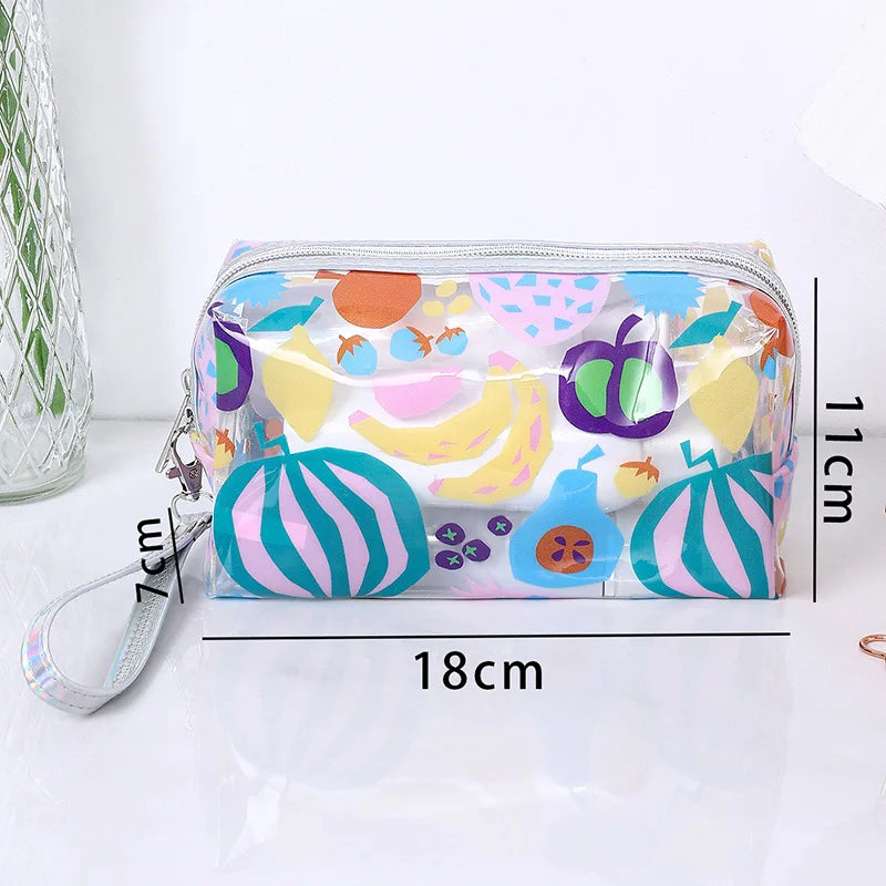 Strawberry Butterfly Fruit Print Clear Makeup Bag Fashion
