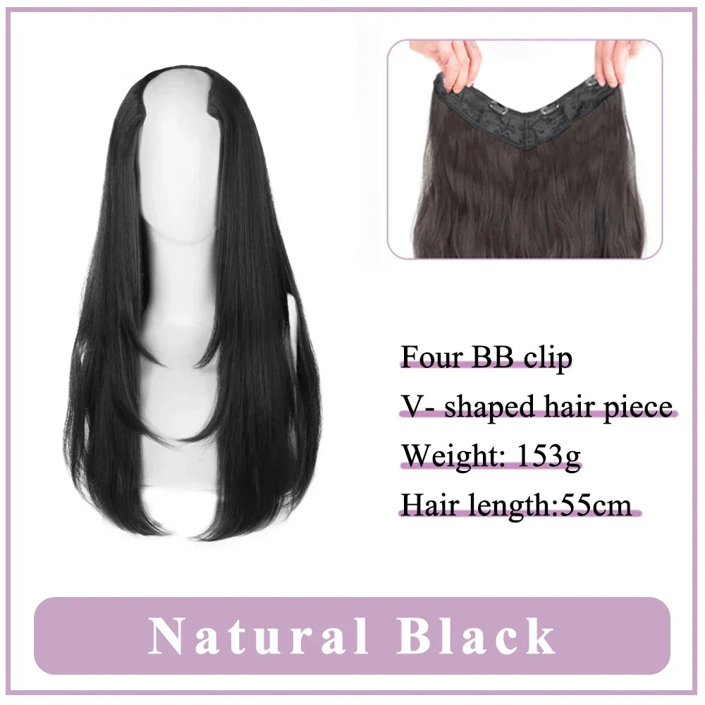 WEILAI Women's V-Shaped Long Hair Extension Synthetic Wig