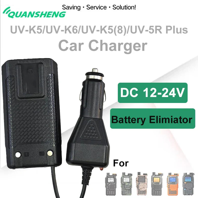 UV-K6 Car Charger Battery Eliminator DC12V-24V Input Voltage