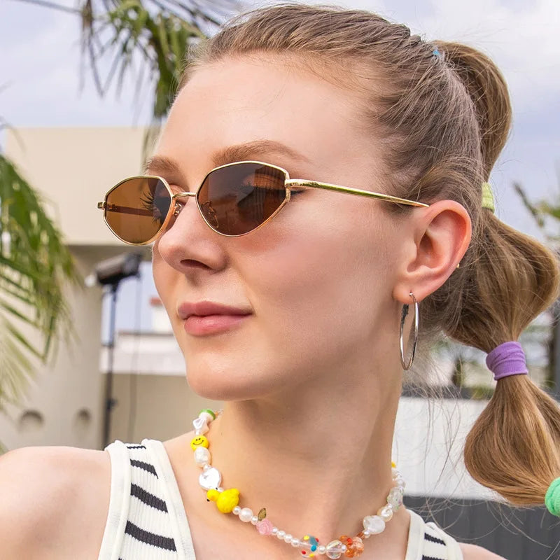 Vintage Unique Brown Cat Eye Sunglasses Women Design