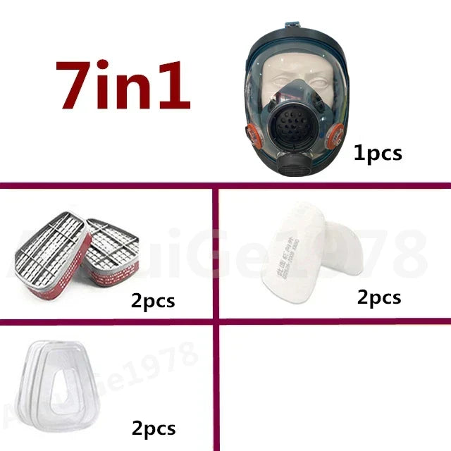 Protective mask, spray painted, chemical fire protection, wide