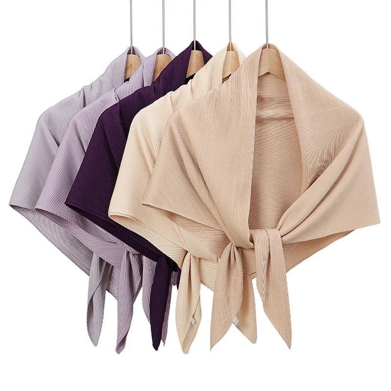 Maldives Wholesale Muslim Pleated Square Scarf Matt Silk