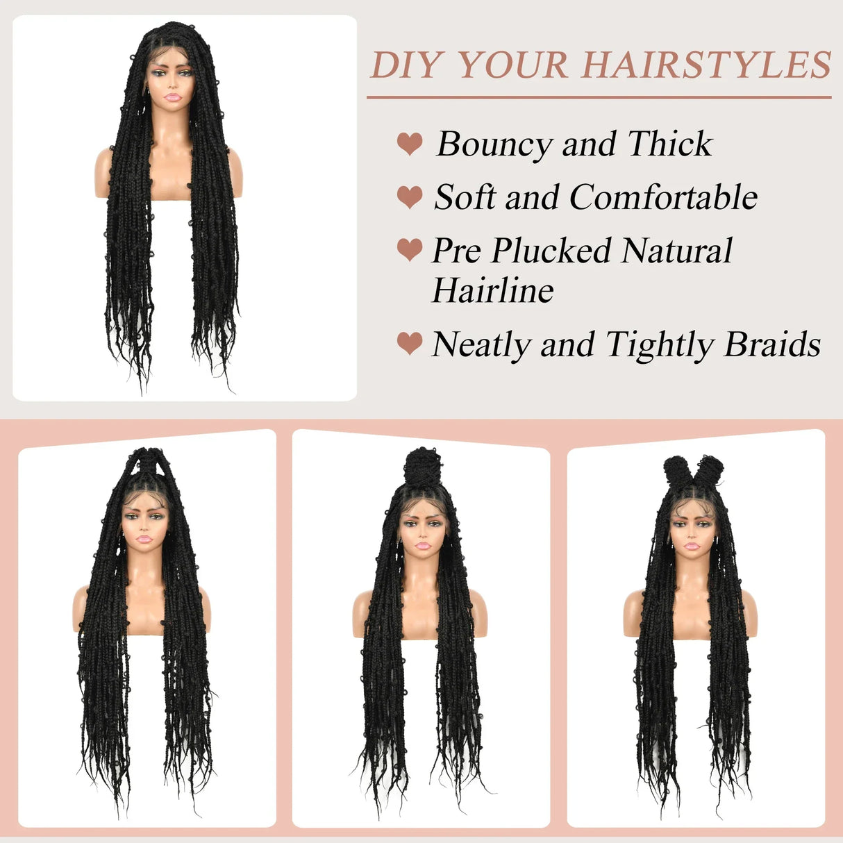 Kalyss 36" Square Knotless Butterfly Box Braided Wigs