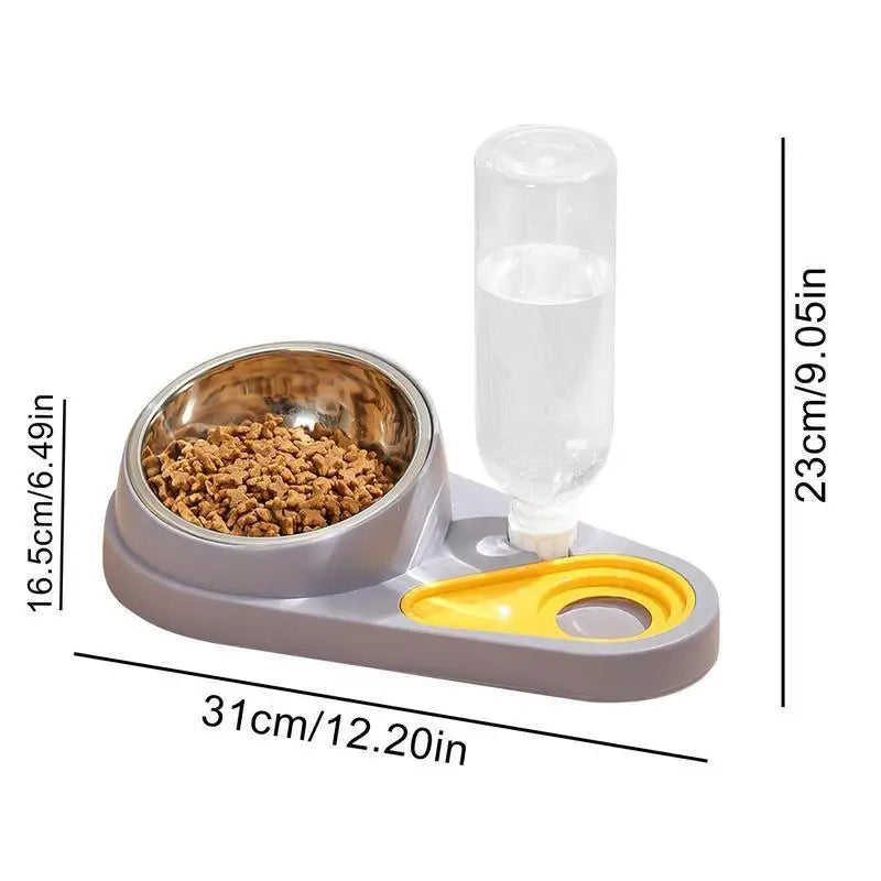 Tilted Cat Food Bowl Set Automatic Pet Water