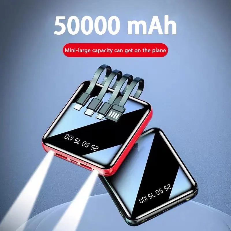 50000mAh Power Bank Mirror Digital Display Screen BuiltIn
