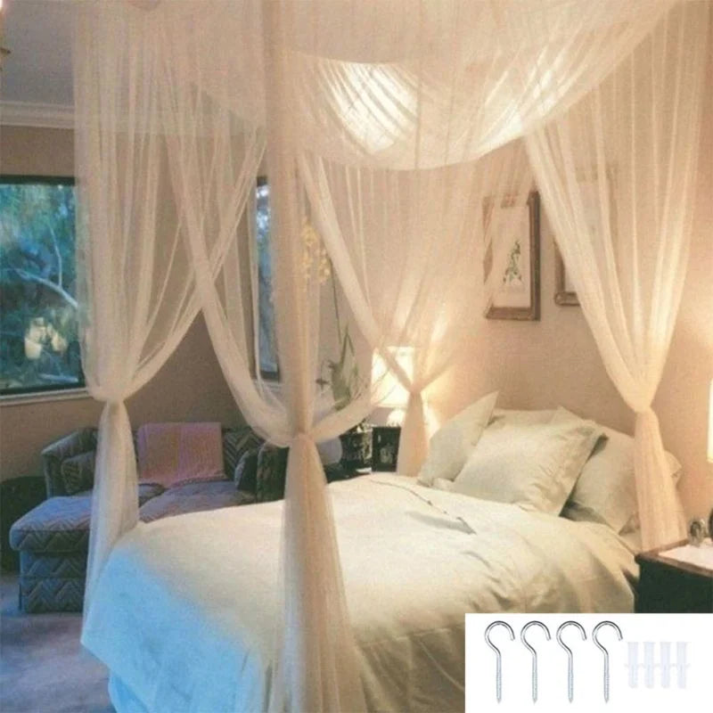 Mosquito Net Canopy 4-Corner Post Student Canopy Bed