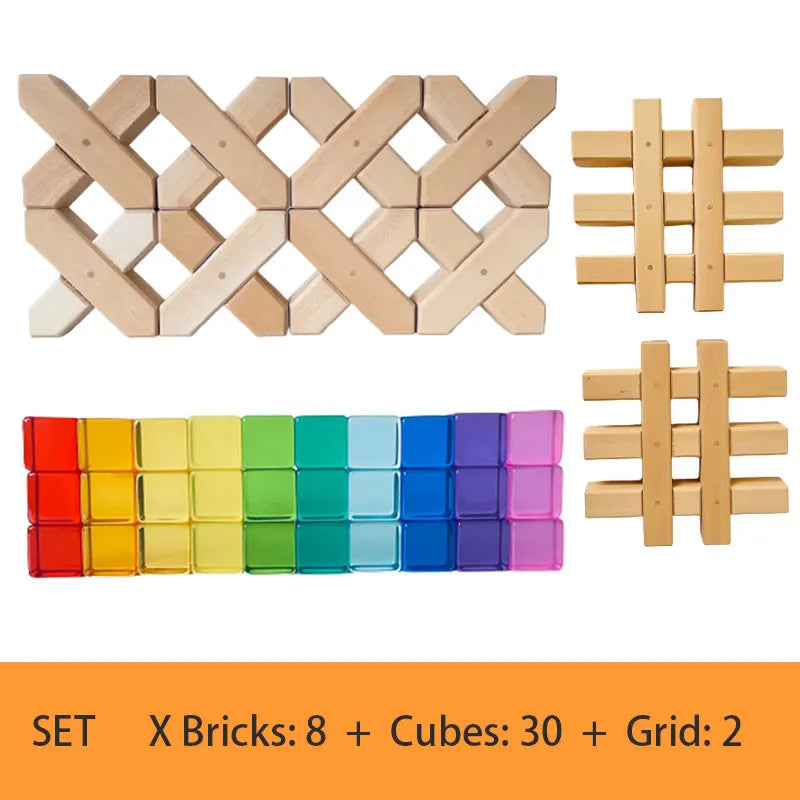 Acrylic Cubes Rainbow Gem Blocks Transparent Stacking Toys