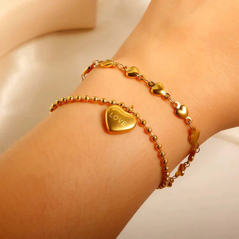 JOVO LOVE 316L Stainless Steel Double Heart Charm