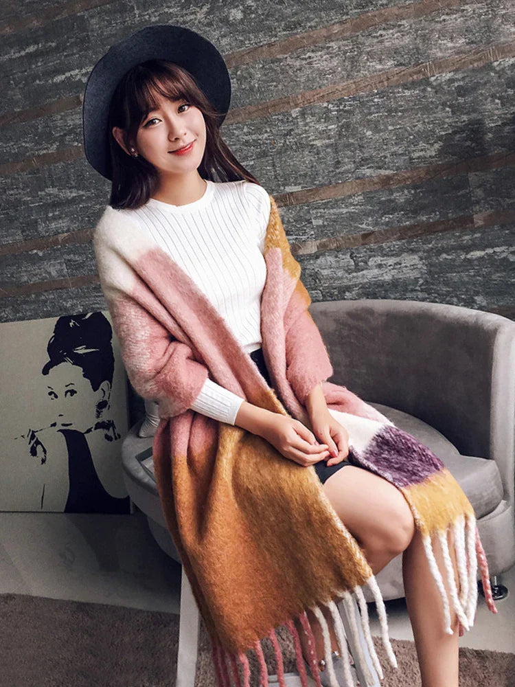 Free Shipping 2023 Winter Plaid Vintage Scarf Women