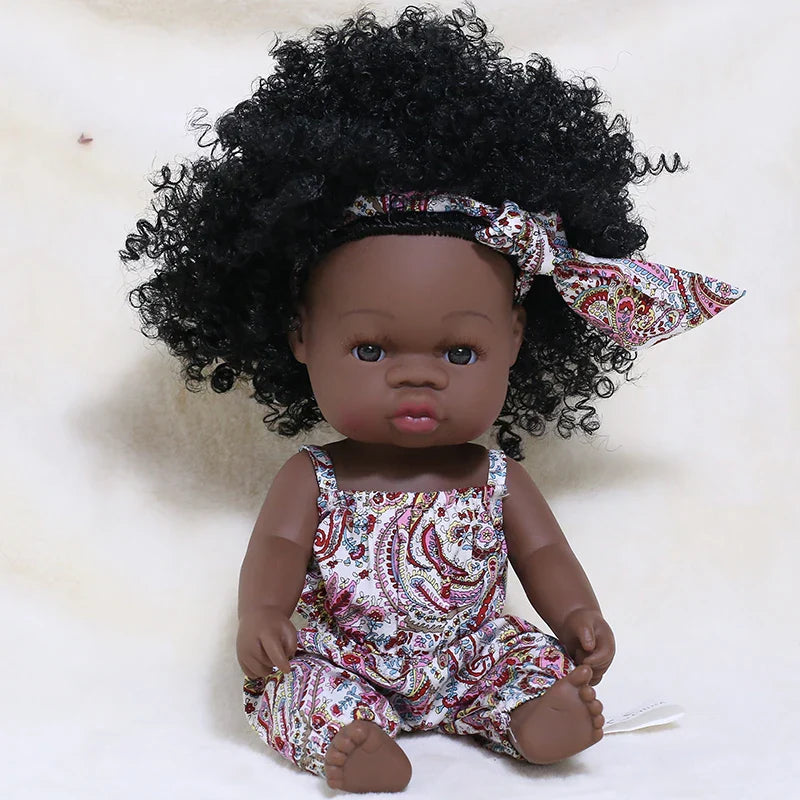 35cm Newborn Reborn African Doll Baby Simulation Soft