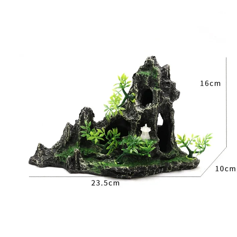 Large Resin Aquarium Fish Tank Mountain View Oranment