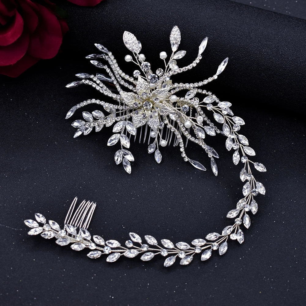 A409 Luxury Wedding Comb Rhinestone Headwear Bride Hair