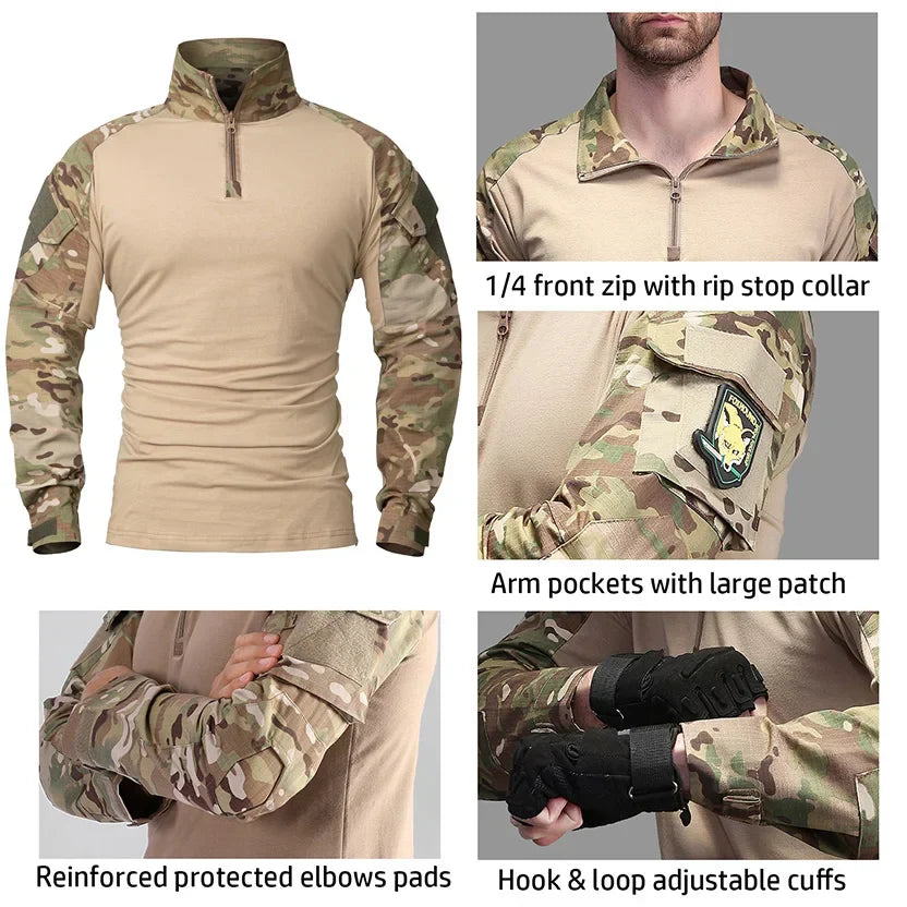 Men's Camouflage Tactical Shirt Long Sleeve Soldiers Army