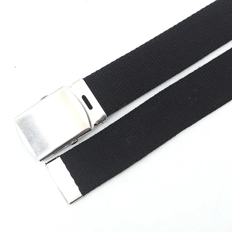 Colorful Canvas Weave Belt Casual Alloy Buckle Waistband