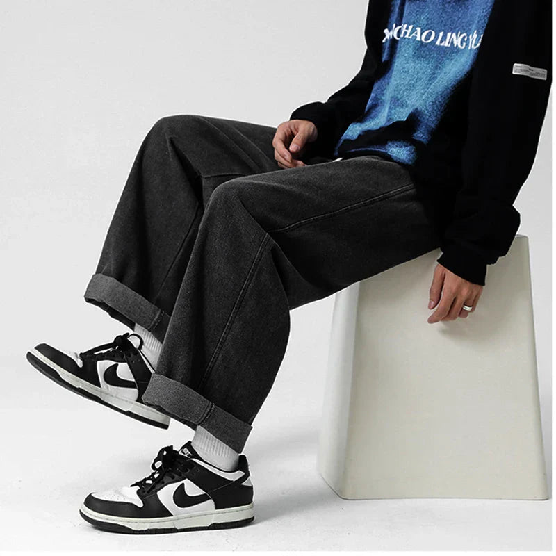 New Men's Jeans Denim Blue Denim Pants Long