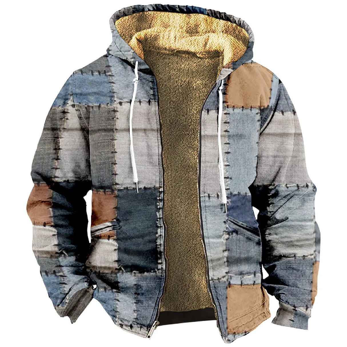 Warm Fleece Lining Jackets Men Winter Fashion Patchwork