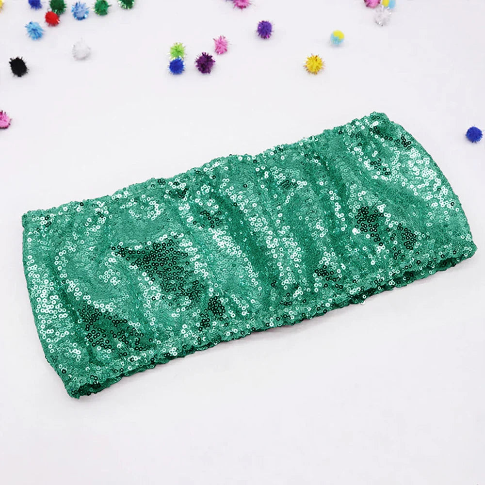 10/50pcs Gold Sequin Chair Sashes Sliver Party Chair