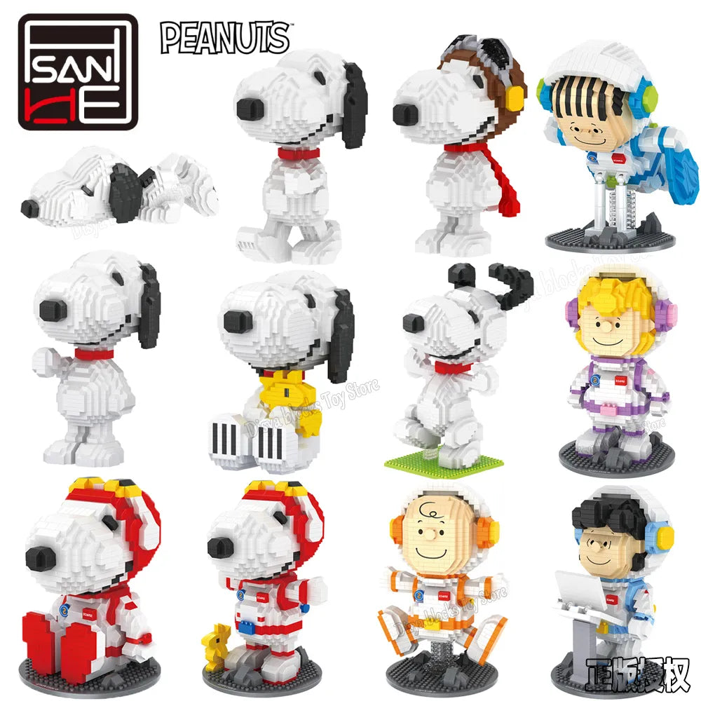 NEW HSANHE Snoopy Anime Action Figures Kawaii Building