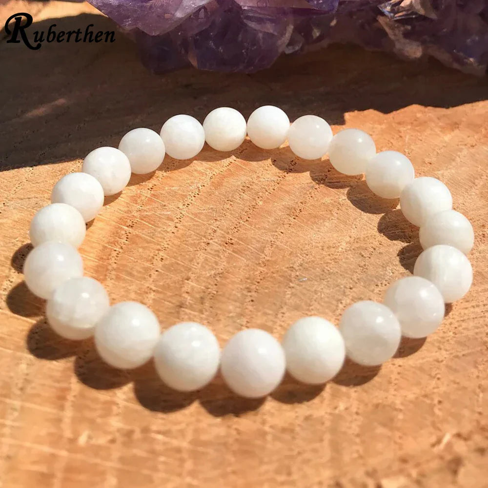 Ruberthen 8 MM White Moonstone Bracelet Chakra Healing
