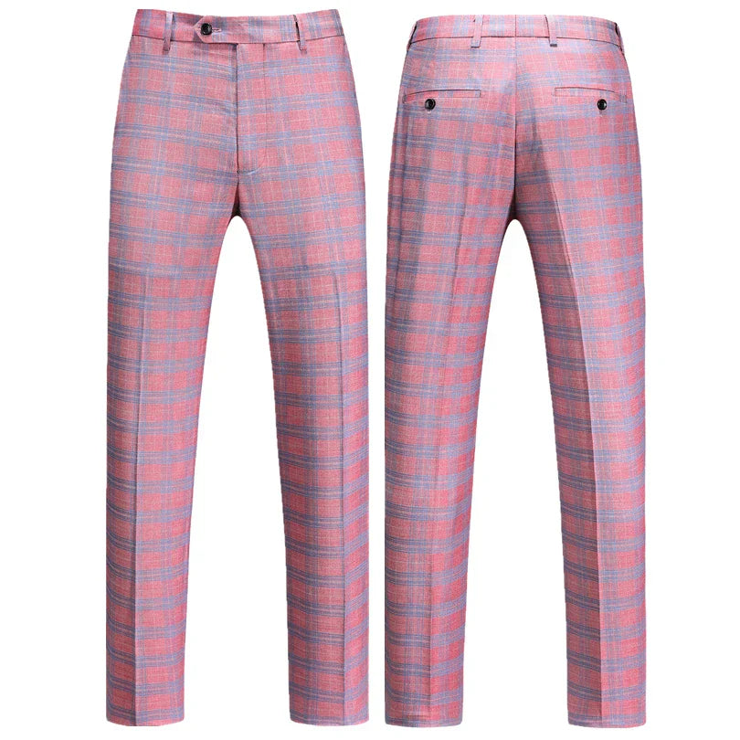 Red Striped Plaid Suit 2 Piece Men's Wedding
