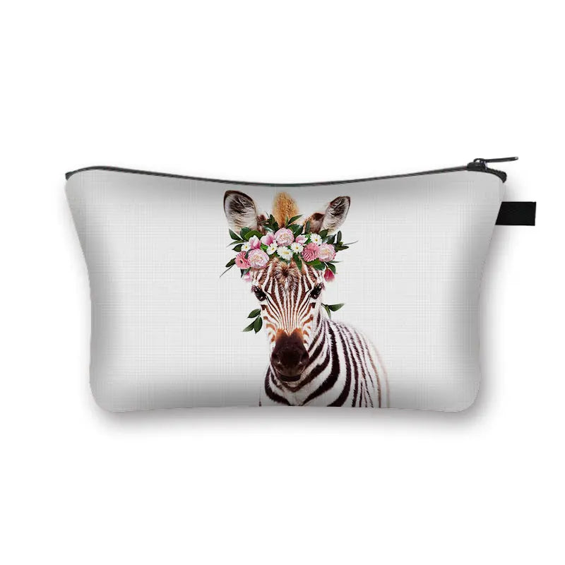 Animal Print Cosmetic Bag Women Makeup Bag Kawaii
