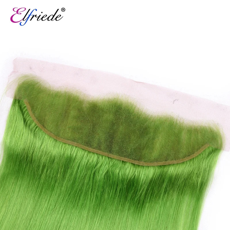 Elfriede #Light Green Straight Colored Hair Bundles with