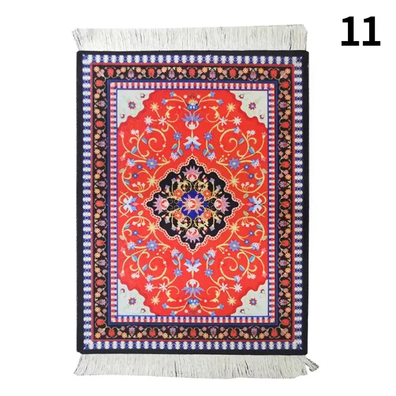 Persian Mini Woven Rug Mat Mousepad with Fring